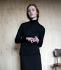 Women's 100% Pure Silk Sheer Polo Neck in Black