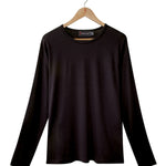 Men's 100% Pure Silk Long Sleeved Crew in Black