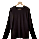 Men's 100% Pure Silk Long Sleeved Crew in Black