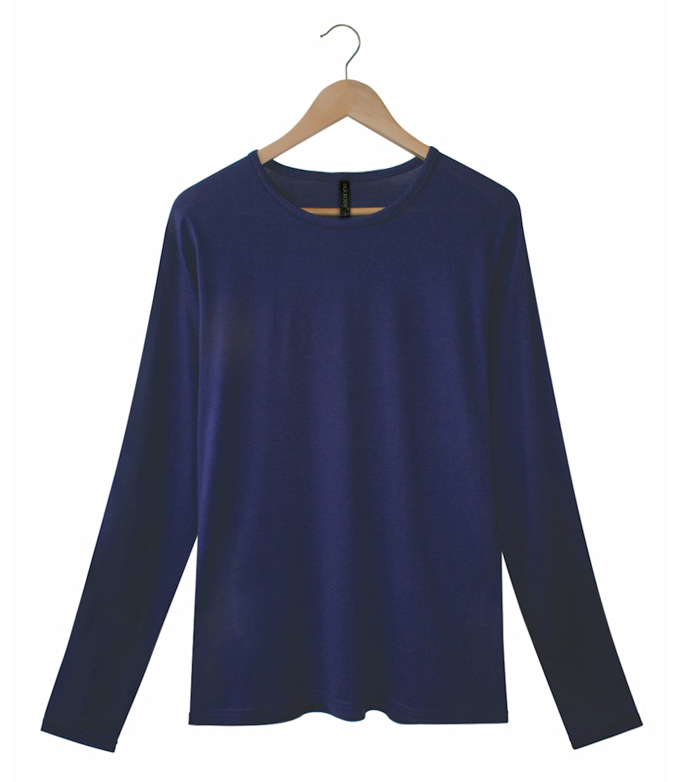 Men's Silkspun Long Sleeve Crew in Navy