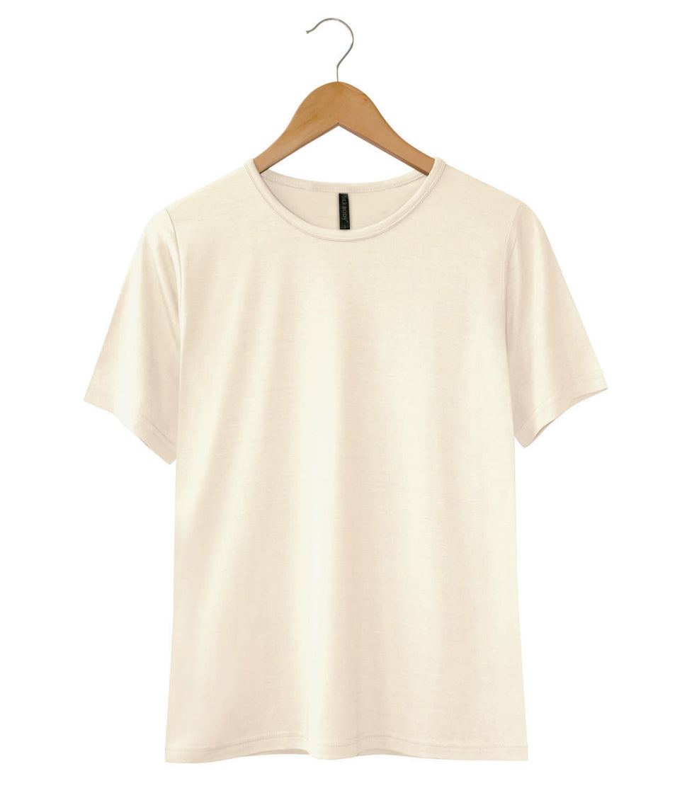 100% Puresilk Short Sleeved Crew in Natural White