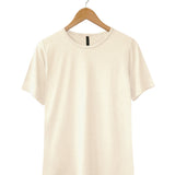 100% Puresilk Short Sleeved Crew in Natural White