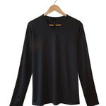 Men's Silkspun Long Sleeve V Neck Long Sleeve top in Black