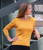  Women's Silkspun 3/4 Sleeve Scoop in Saffron Yellow