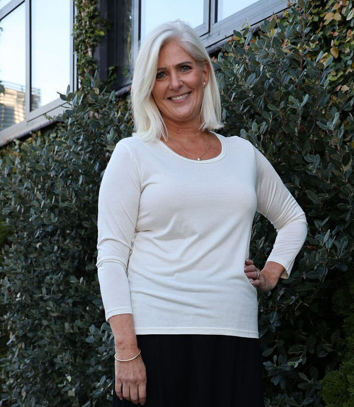 Silkspun 3/4 Sleeve Scoop in Natural White