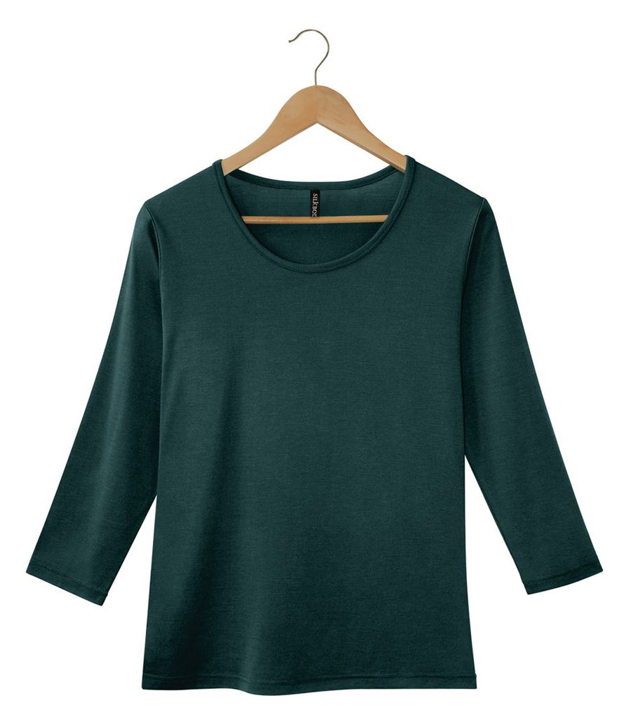 Silkspun 3/4 Sleeve Scoop in Deep Sea Green