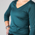 3/4 Sleeved V Neck top in Deep Sea green