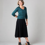 3/4 Sleeved V Neck top in Deep Sea green