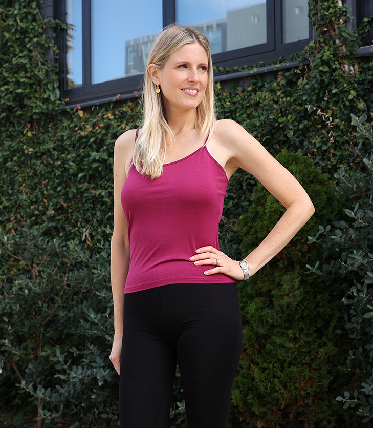 Silkspun Camisole in Mulberry on model