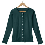 Women's Silkspun Buttoned Cardigan in Deep Sea