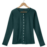Women's Silkspun Buttoned Cardigan in Deep Sea