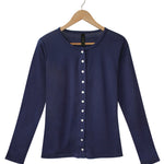 Women's Silkspun Buttoned Cardigan in Navy