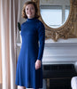 Silkspun High-Neck Dress in Navy Blue
