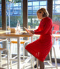 Silkspun High Neck Dress in Sunset red
