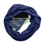 Silkspun Infinity Scarf with hidden safety pocket in Navy blue