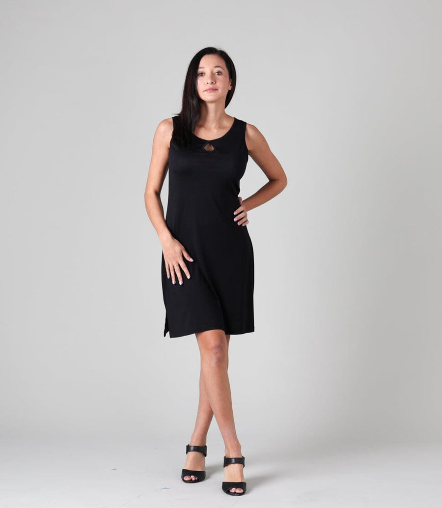 Silkspun Keyhole Dress in Black