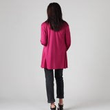Silkspun Longline Cardigan in Mulberry pink