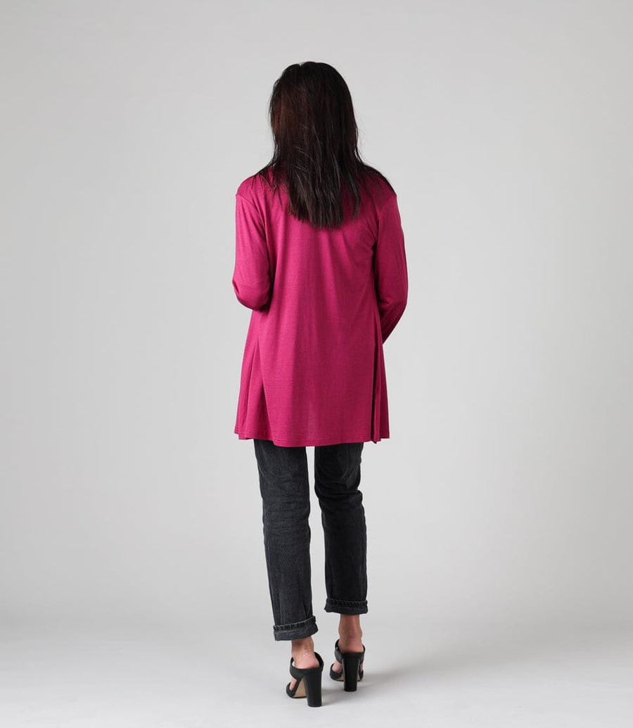 Silkspun Longline Cardigan in Mulberry pink