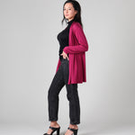 Silkspun Longline Cardigan in Mulberry pink
