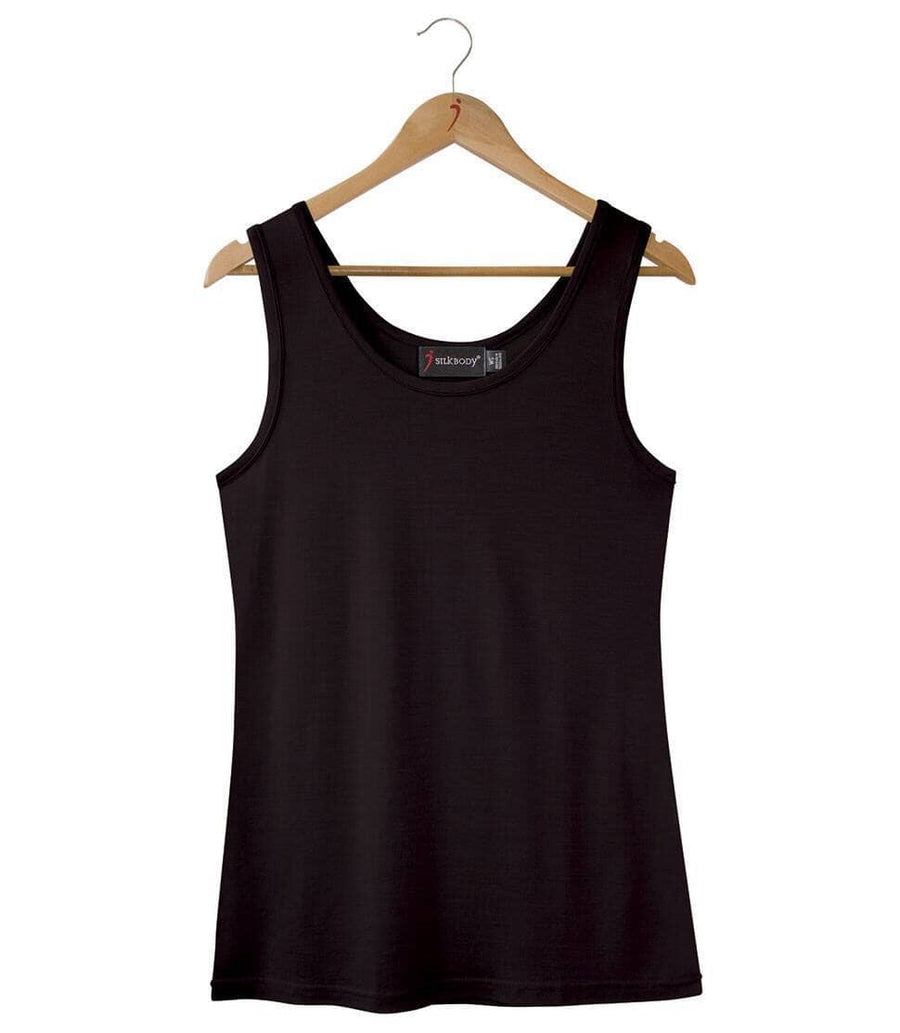 Women's Silkspun longline sleeveless in Black
