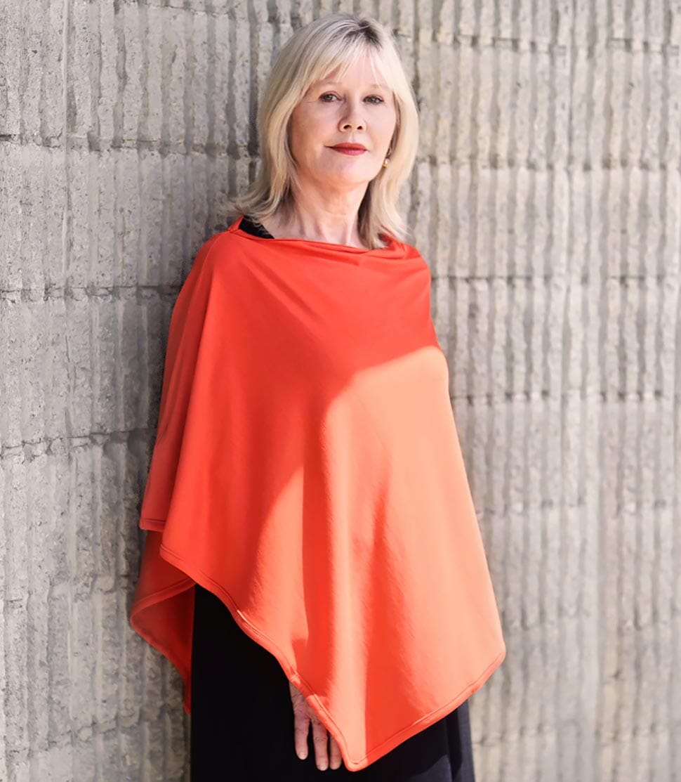Women's Silkspun Poncho in Orange Blaze
