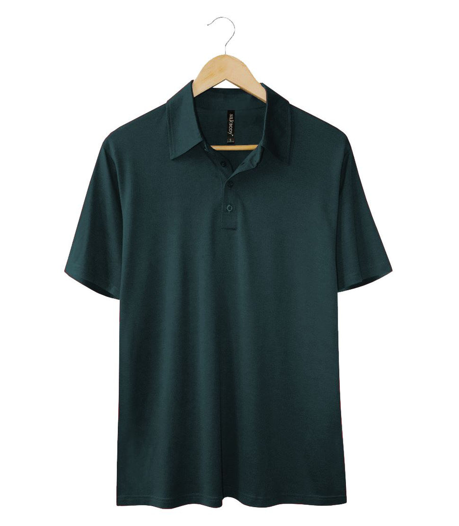 Men's Silkspun Short Sleeve Polo Shirt in Deep Sea Green