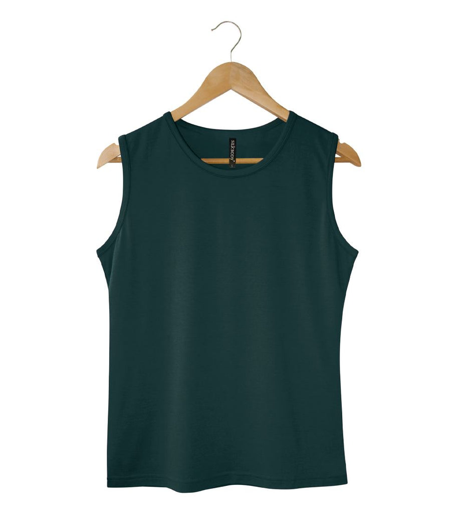 Silkspun Sleeveless Crew for Women in Deep Sea Green