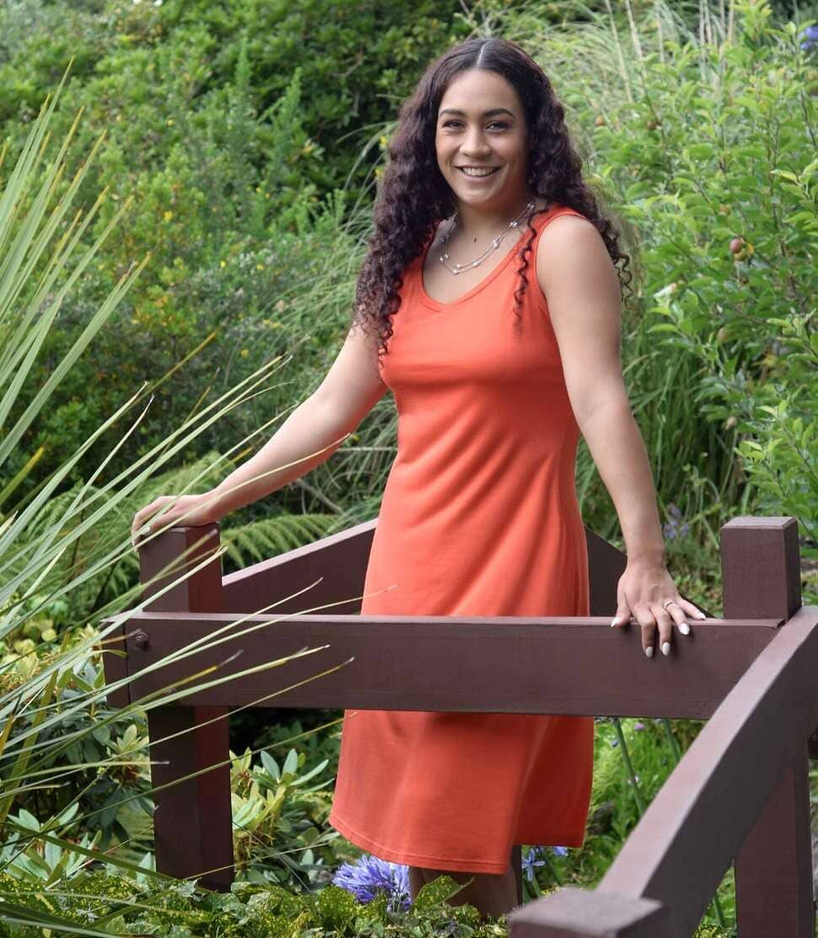 Silkspun Sleeveless Dress in Orange Blaze