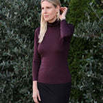 Silkbody Silk spun Turtleneck in Port Royale with Silk spun Slimline Skirt in Black