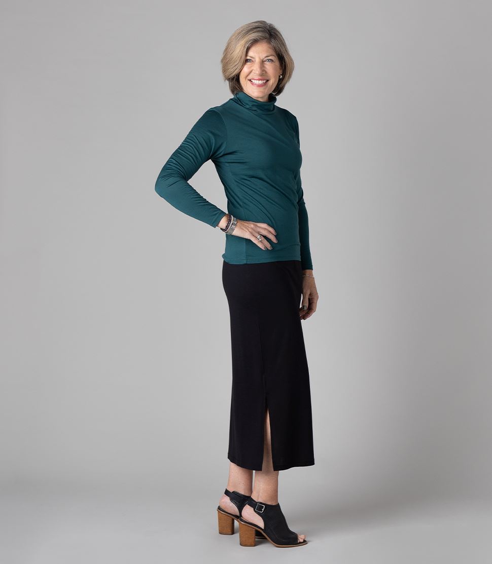 Women's Silkspun Turtleneck in Deep Sea