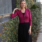 Silkspun V Neck Cardigan in Mulberry Pink