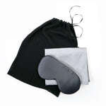 Sleep With Silk Gift Set includes a 100% silk Natural White Pillowslip and a pure silk Storm Grey Eye Mask beautifully presented in a 100% Georgette silk reusable gift bag with drawstring closure