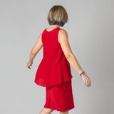 Silk Verve Dress in Sunset red