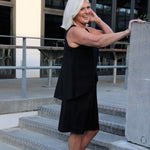 Woman wearing Silkbody Verve Silk Dress in Black 