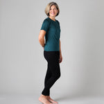 Silkbody Women's 100% Puresilk Short Sleeved Crew in Deep Sea