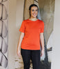 Women's Silkspun Short Sleeve Crew in Orange Blaze