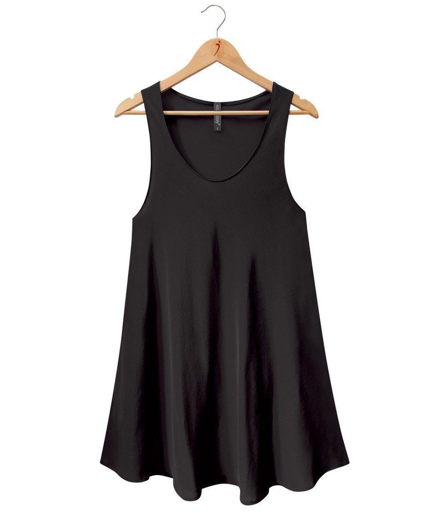 Women's 100% Pure Silk Crepe-de-Chine Float-Cut Dancing Dress in Black