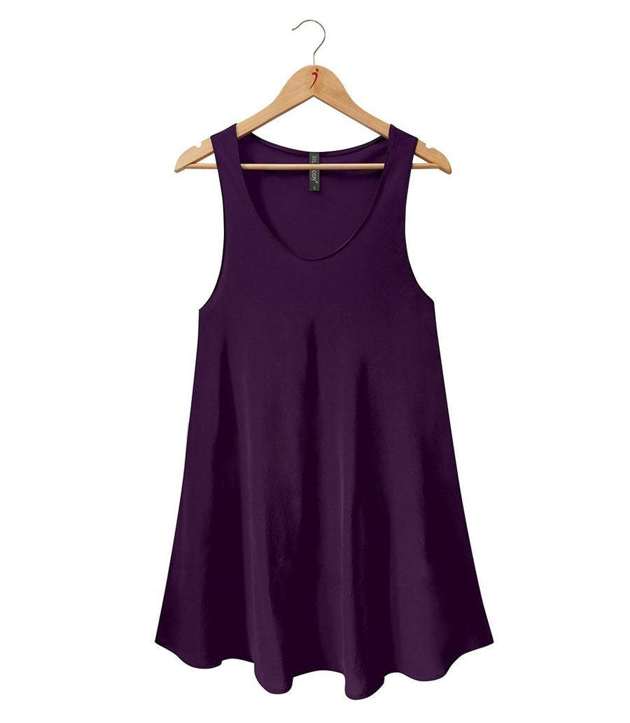 Women's 100% Pure Silk Crepe-de-Chine Float-cut Dancing Dress in Damson Purple