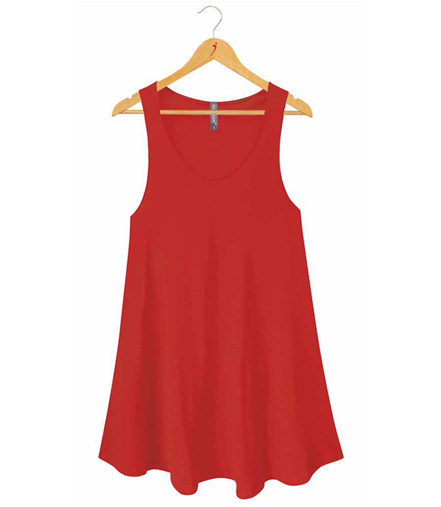 Women's 100% Pure Silk Crepe-de-Chine Float-cut Dancing Dress in Sunset Red