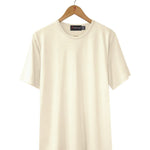  Men's 100% Pure Silk Short Sleeved Crew in Natural White