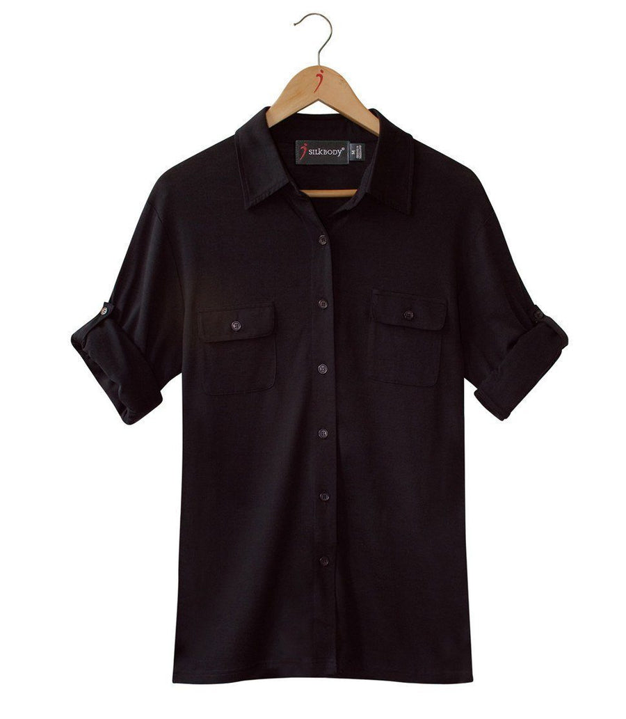  Men's Silkspun Travel Shirt in Black