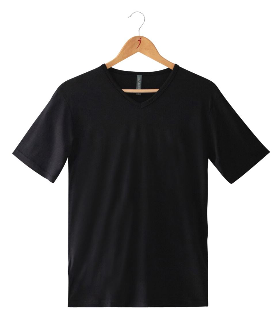  Men's Silkspun V Neck Crew top in Black