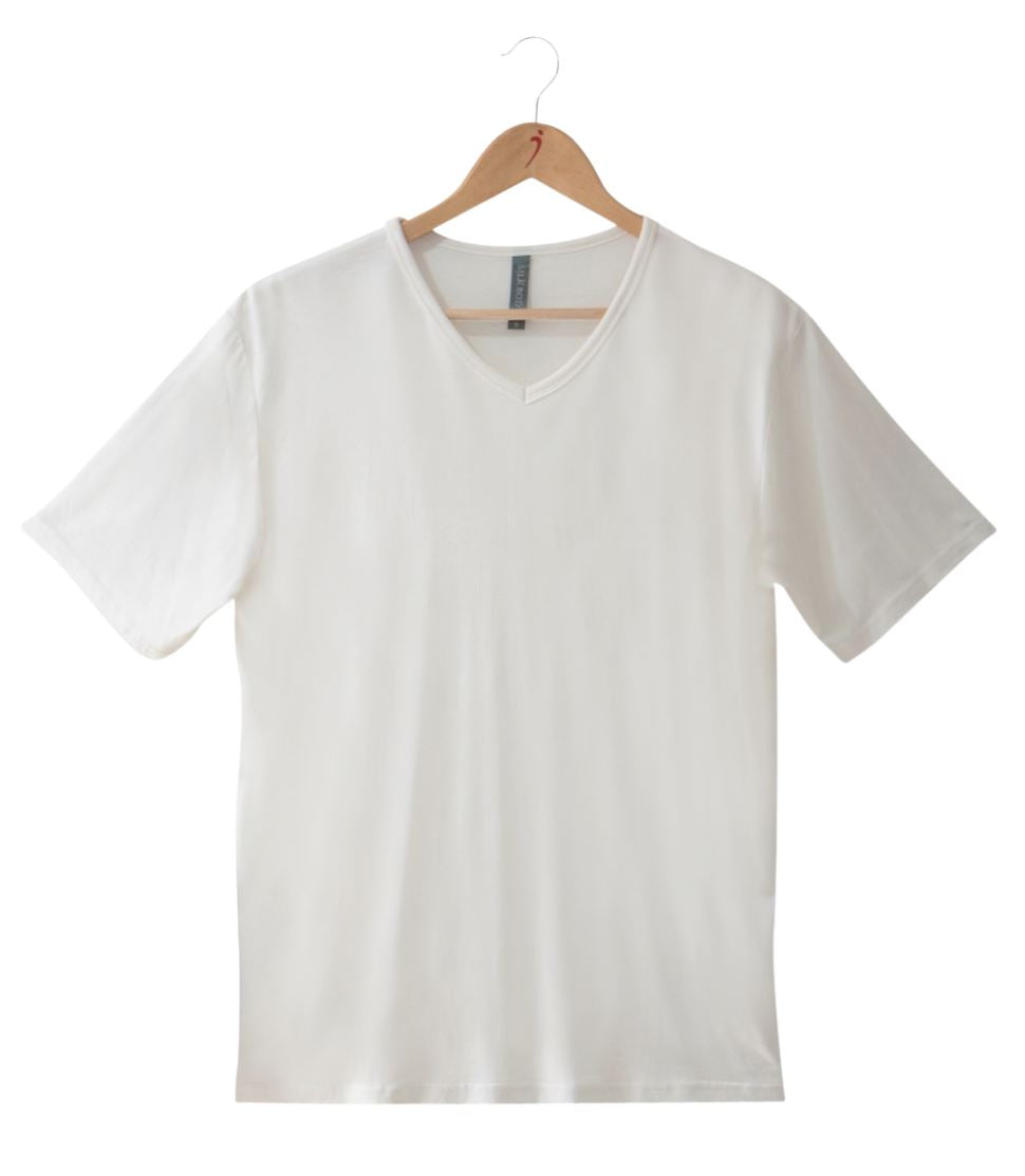 Buy Men's Silkspun Short Sleeve V Neck top | SilkLiving