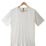  Men's Silkspun V Neck Crew top in Natural White