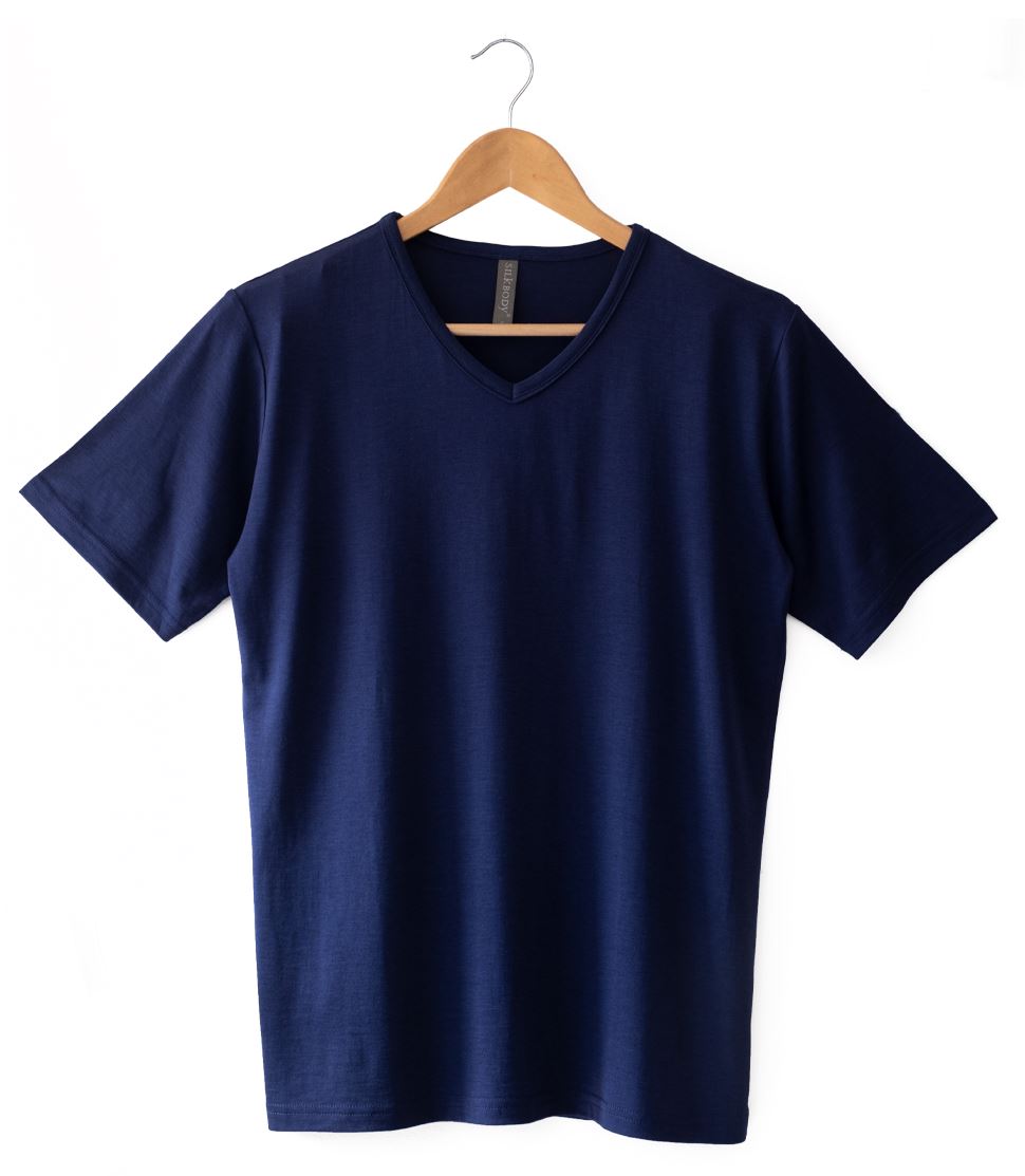 Men's Silkspun Short Sleeve V Neck in Navy