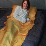  Pillow Silksak in Gold 100% Silk Sleeping Bag Liner with slot for Pillow in Gold