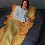  Pillow Silksak in Gold 100% Silk Sleeping Bag Liner with slot for Pillow in Gold