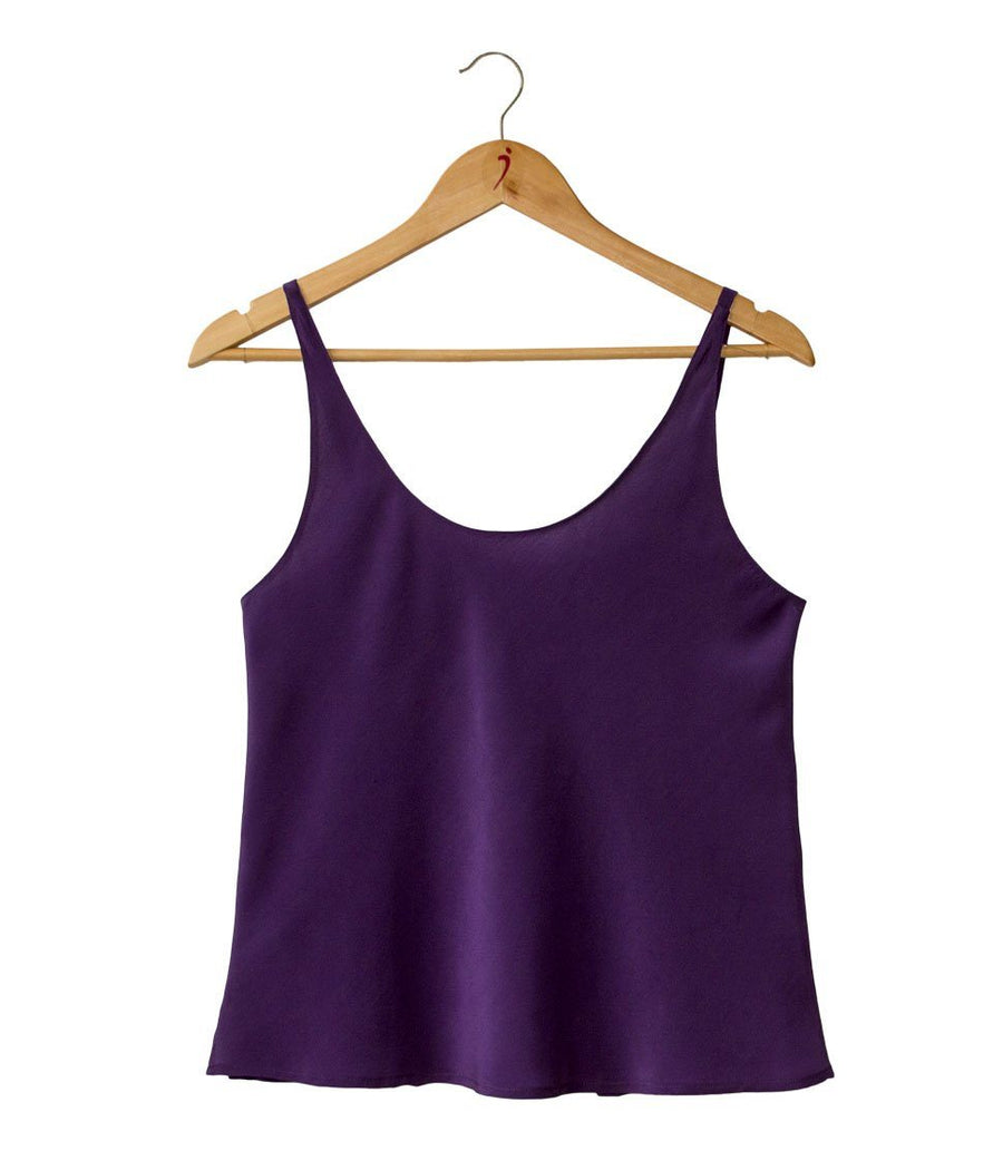 Women's 100% Pure Silk SilkbodyCrepe-de-Chine Camisole in Damson Purple 