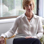 Women's 100% Pure Silk Crepe-de-Chine Shirt in Natural White 
