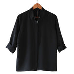 Women's 100% Pure Silk Crepe-de-Chine Shirt in Black